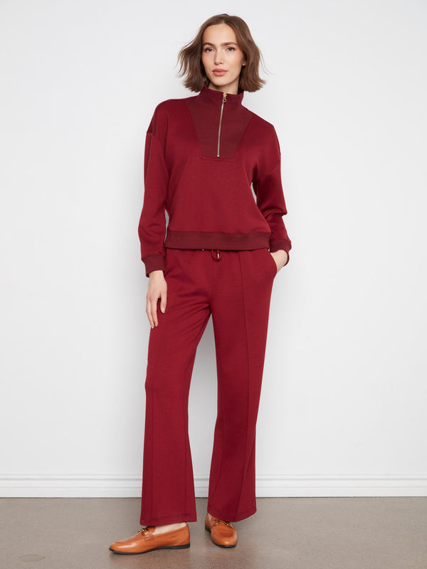 Soft Scuba Half-Zip Sweatshirt - Merlot