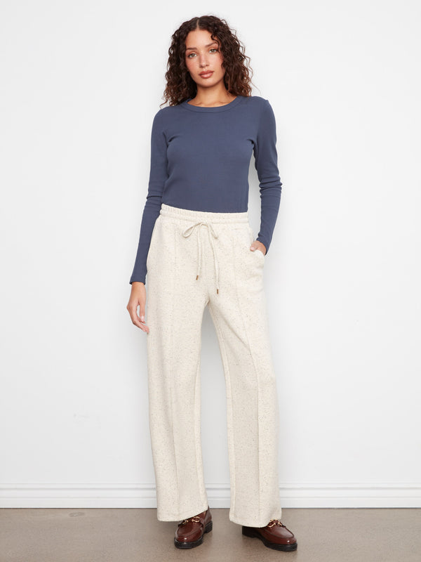 Soft Scuba Wide Leg Jogger Pants - Cookie & Cream