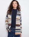 Jacquard cardigan in space dye with side seam pockets, geometric pattern, and cozy long sleeves by Charlie B.
