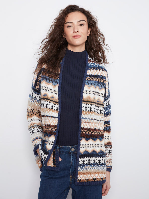 Space Dye Jacquard Cardigan - Norway