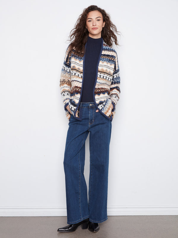 Space Dye Jacquard Cardigan - Norway