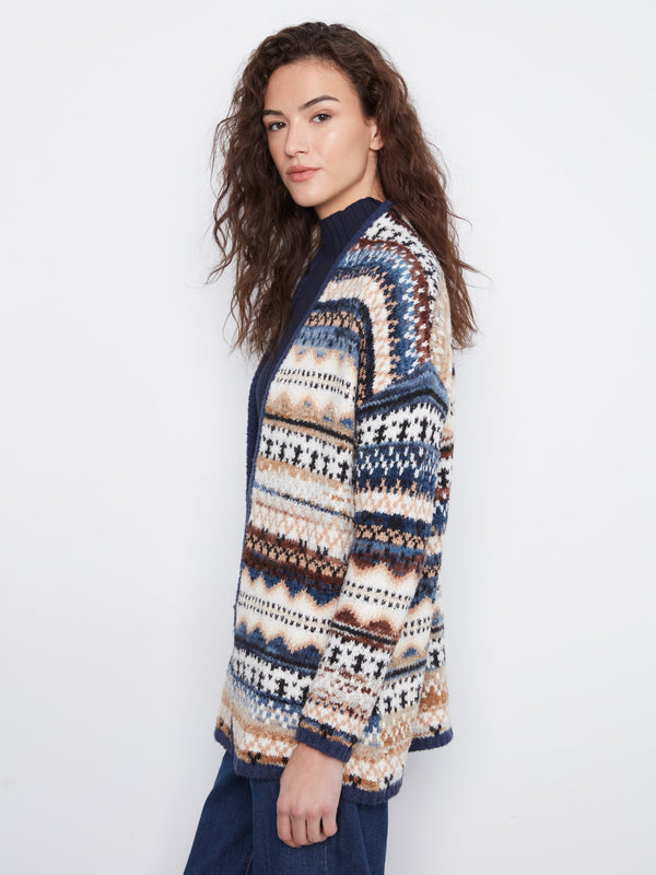 Space Dye Jacquard Cardigan - Norway