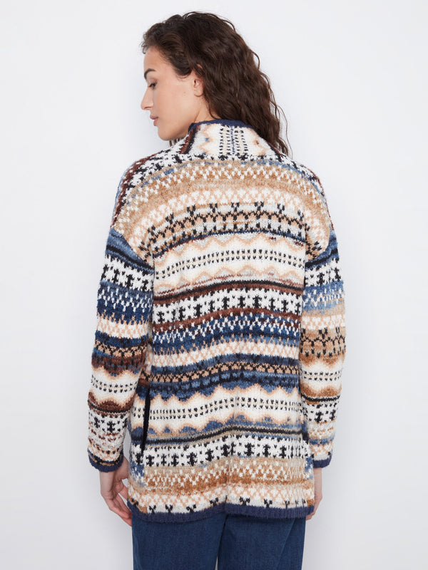 Space Dye Jacquard Cardigan - Norway