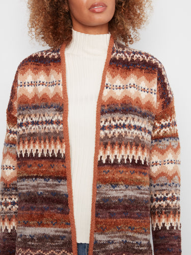 The intricate pattern adds a touch of elegance to this versatile open-front cardigan. By Charlie B.