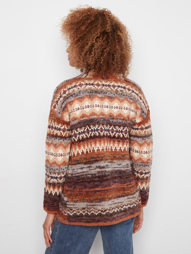 Experience comfort with the long sleeves of this vibrant and colorful knit piece by Charlie B.