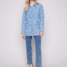Denim jacket with star quilting and a classic shirt collar, perfect for casual outings by Charlie B.