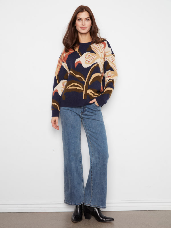 Statement Floral Crew Neck Sweater - Lili