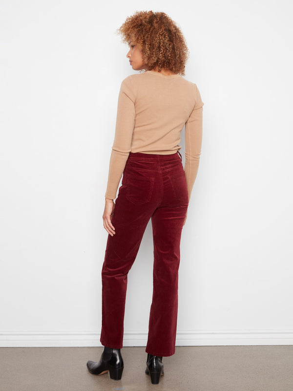 Straight Leg Corduroy Pants - Merlot