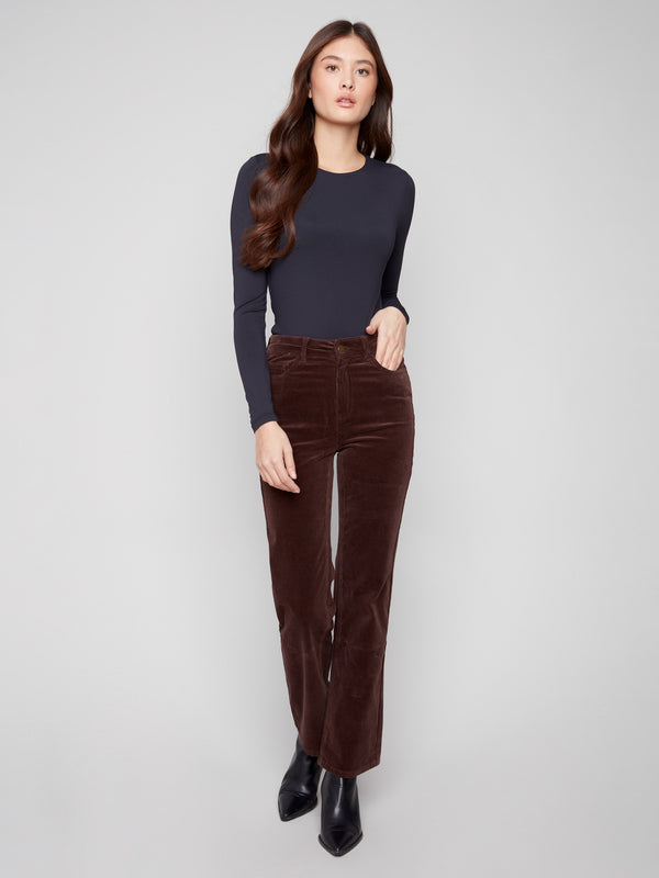 Straight Leg Corduroy Pants - Mocha
