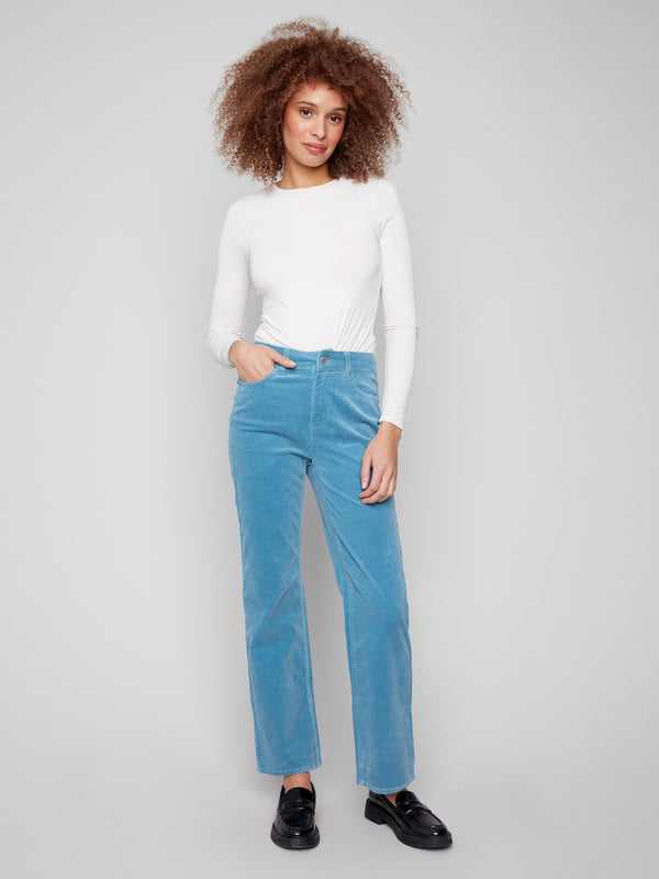 Oxford corduroy pants featuring a straight fit and stretch material for added comfort by Charlie B.