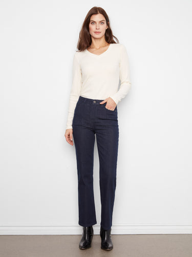 Denim pants featuring a straight leg design, perfect for any casual outing. Crafted with precision for comfort and style by Charlie B.