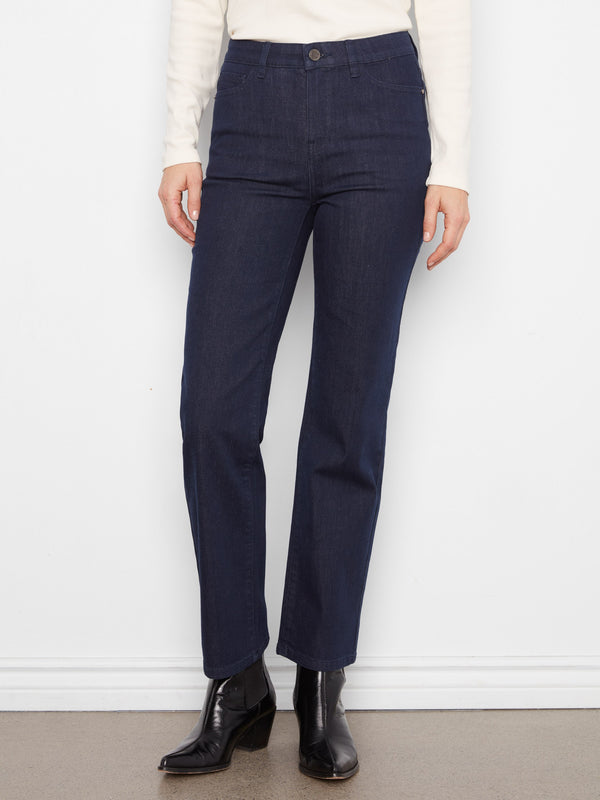 Straight Leg Jeans - Blue Black