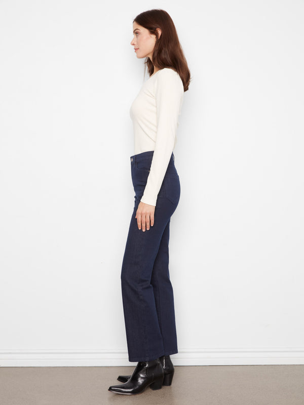 Straight Leg Jeans - Blue Black