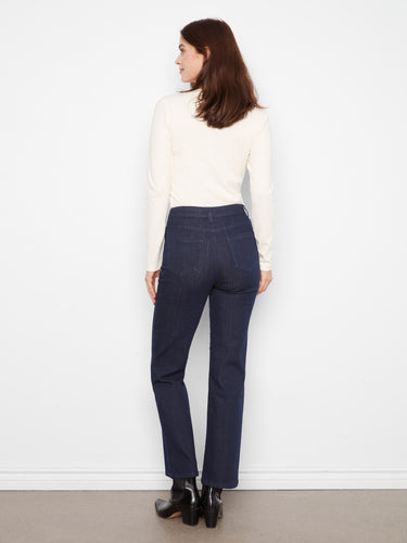 Straight Leg Jeans - Blue Black