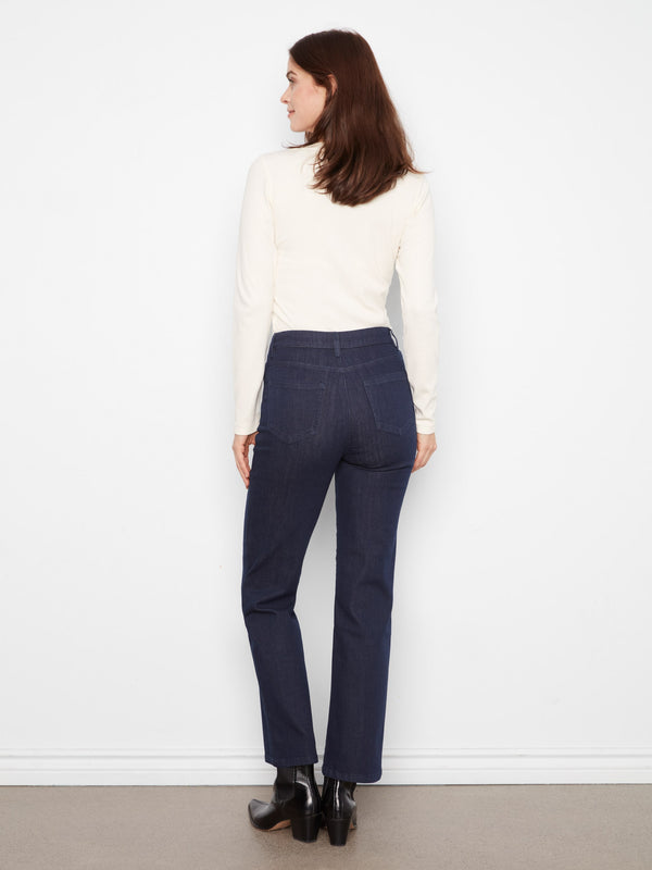 Straight Leg Jeans - Blue Black