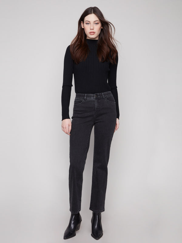 Charcoal jeans featuring a straight fit and stretch denim material for comfort and style by Charlie B.