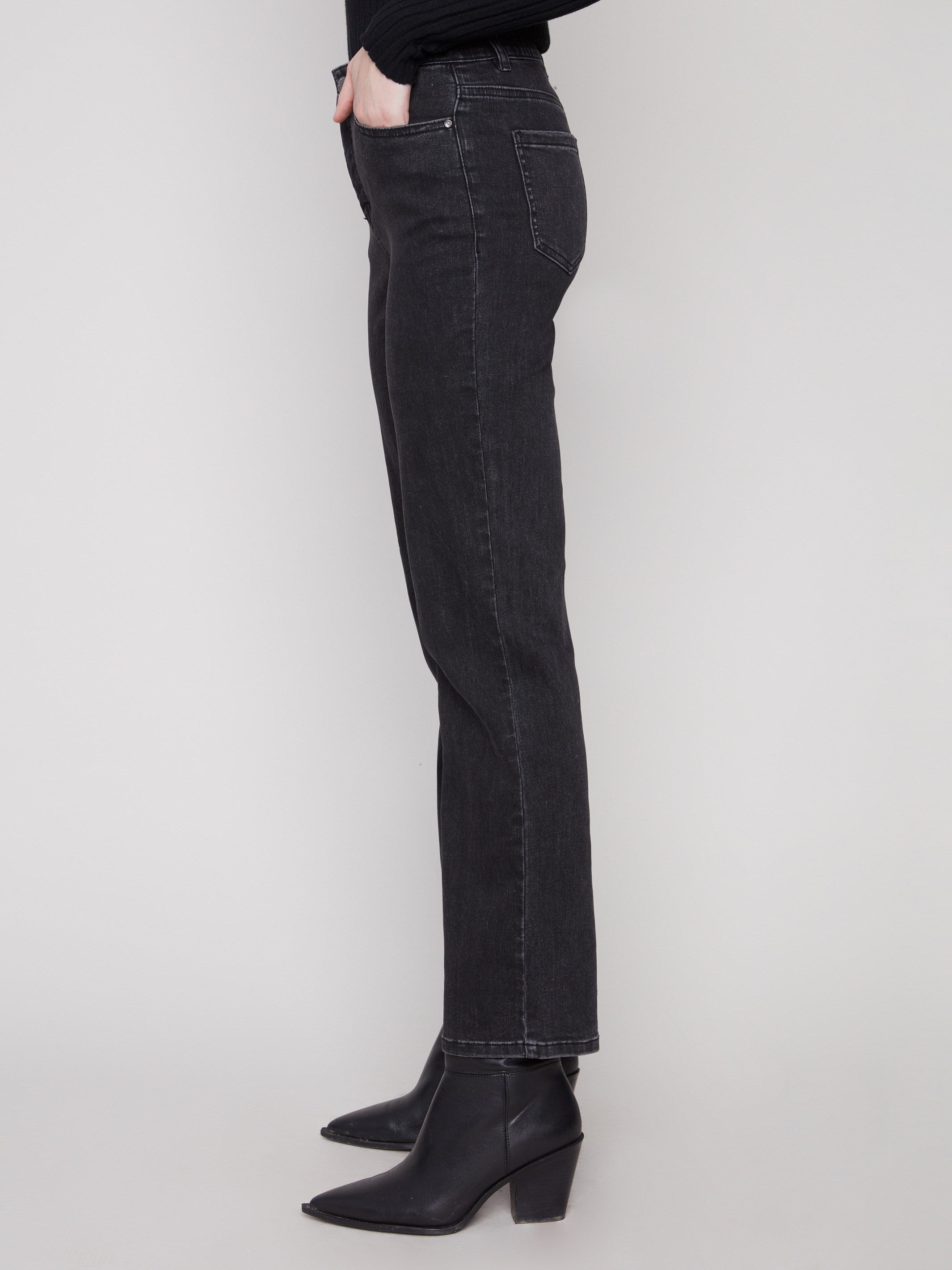 Crafted with premium stretch denim, these charcoal jeans ensure all-day comfort by Charlie B.
