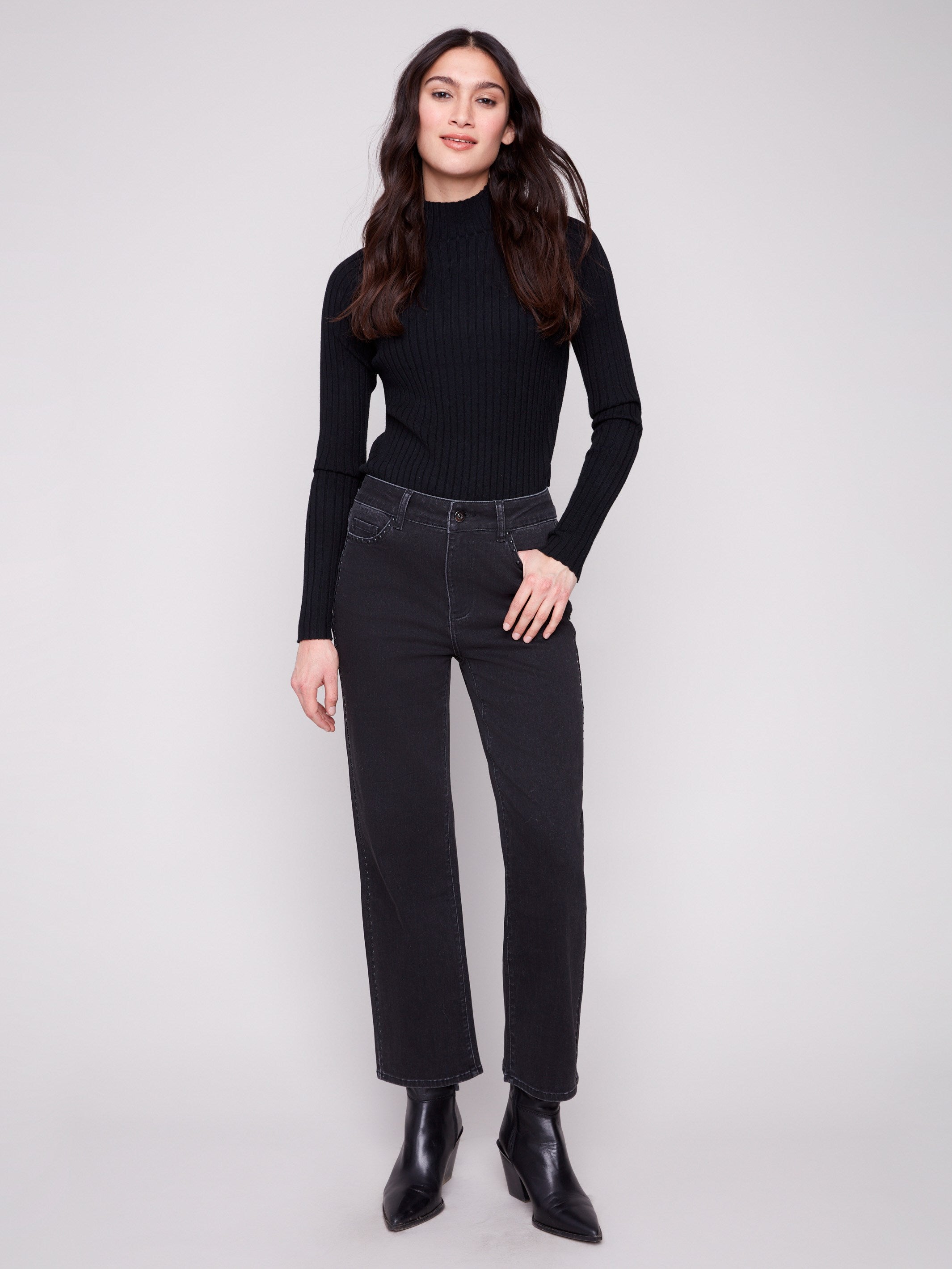 Charcoal straight-leg jeans crafted with regular rise, ensuring classic appeal by Charlie B.
