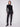Black jeans with a straight fit, featuring sparkling rhinestones at the hem for a touch of glamour by Charlie B.