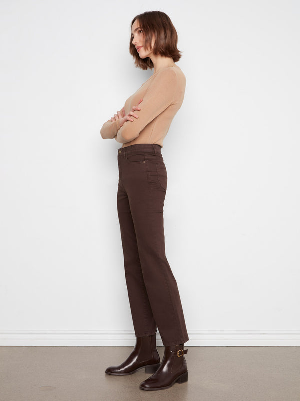Straight Leg Twill Pants - Coffee