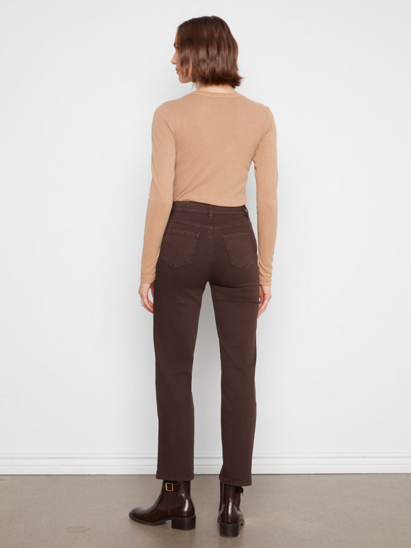Straight Leg Twill Pants - Coffee