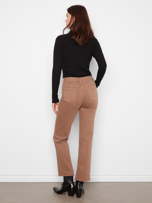 Straight Leg Twill Pants - Truffle
