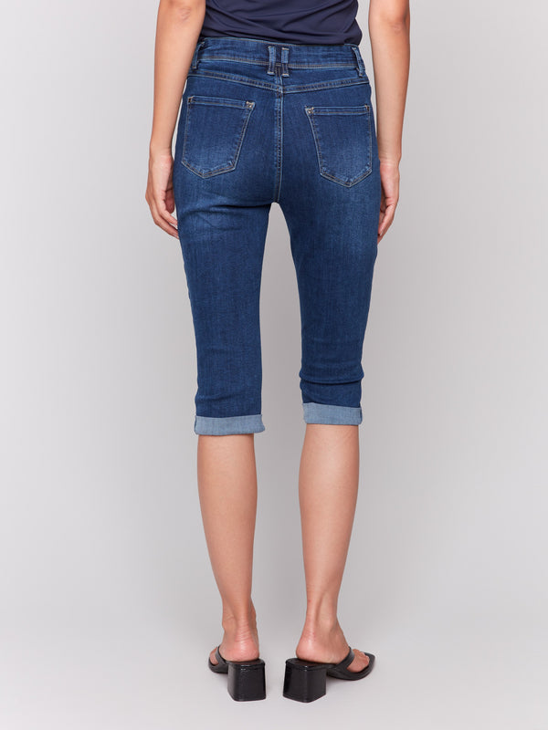 Indigo slim leg stretch denim pants, perfect for any occasion by Charlie B.