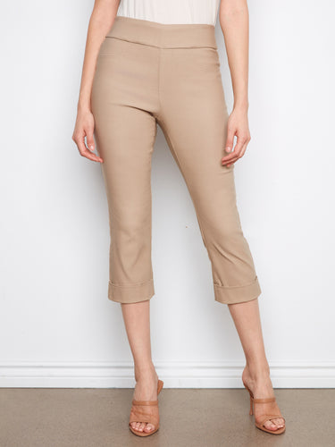 Charlie B Greige Stretch Pull-on Petite Pants 12