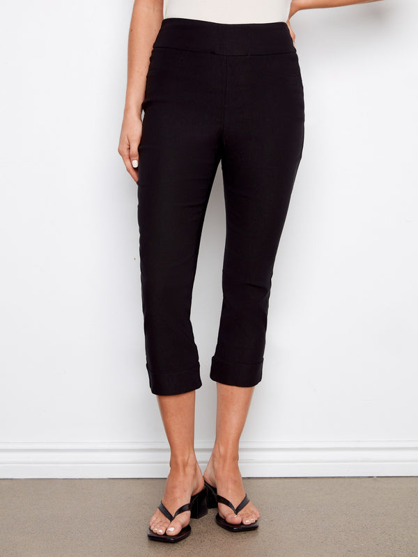 These black capri length pants offer a chic look with their regular rise by Charlie B.