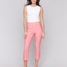 Watermelon capri pants with a chic folded cuff design by Charlie B.
