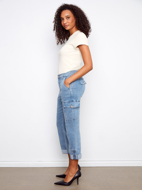 Complete with two back flap pockets, these jeans provide practical storage while maintaining a sleek look. Ideal for everyday wear by Charlie B.