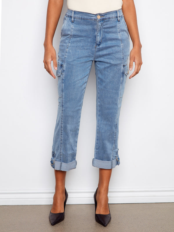 Relaxed fit denim pants offering effortless style and comfort, making them a great addition to any closet. Created by Charlie B.