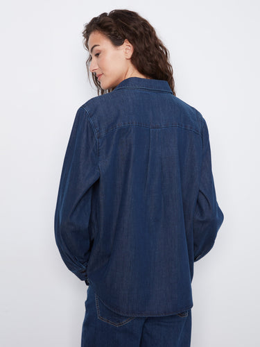 Walnut twill overshirt offering both style and functionality with its button-front design. By Charlie B.