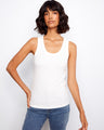 White ribbed tank top featuring wide straps and a chic look by Charlie B.