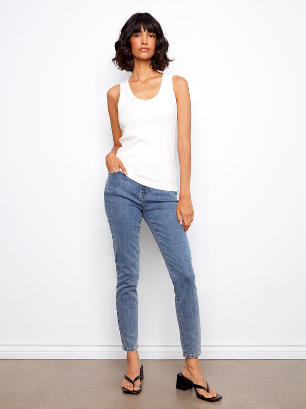 Tencel Ribbed Tank Top - White