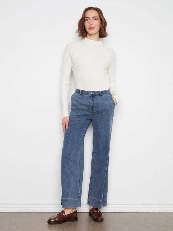 Tencel Wide Leg Pants - Medium Blue