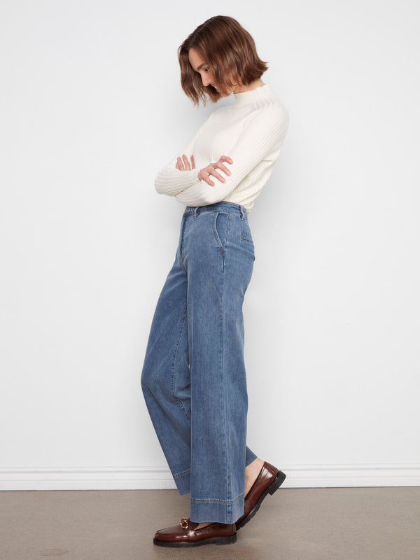 Tencel Wide Leg Pants - Medium Blue