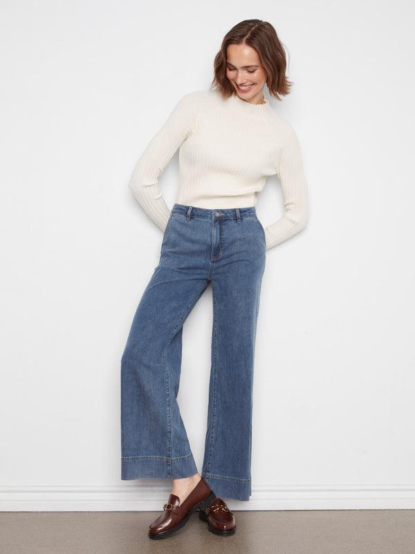Tencel Wide Leg Pants - Medium Blue