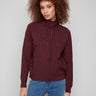 Heather Cabernet sweater featuring a stylish cowl neck with drawstring detail, perfect for cozy days by Charlie B.