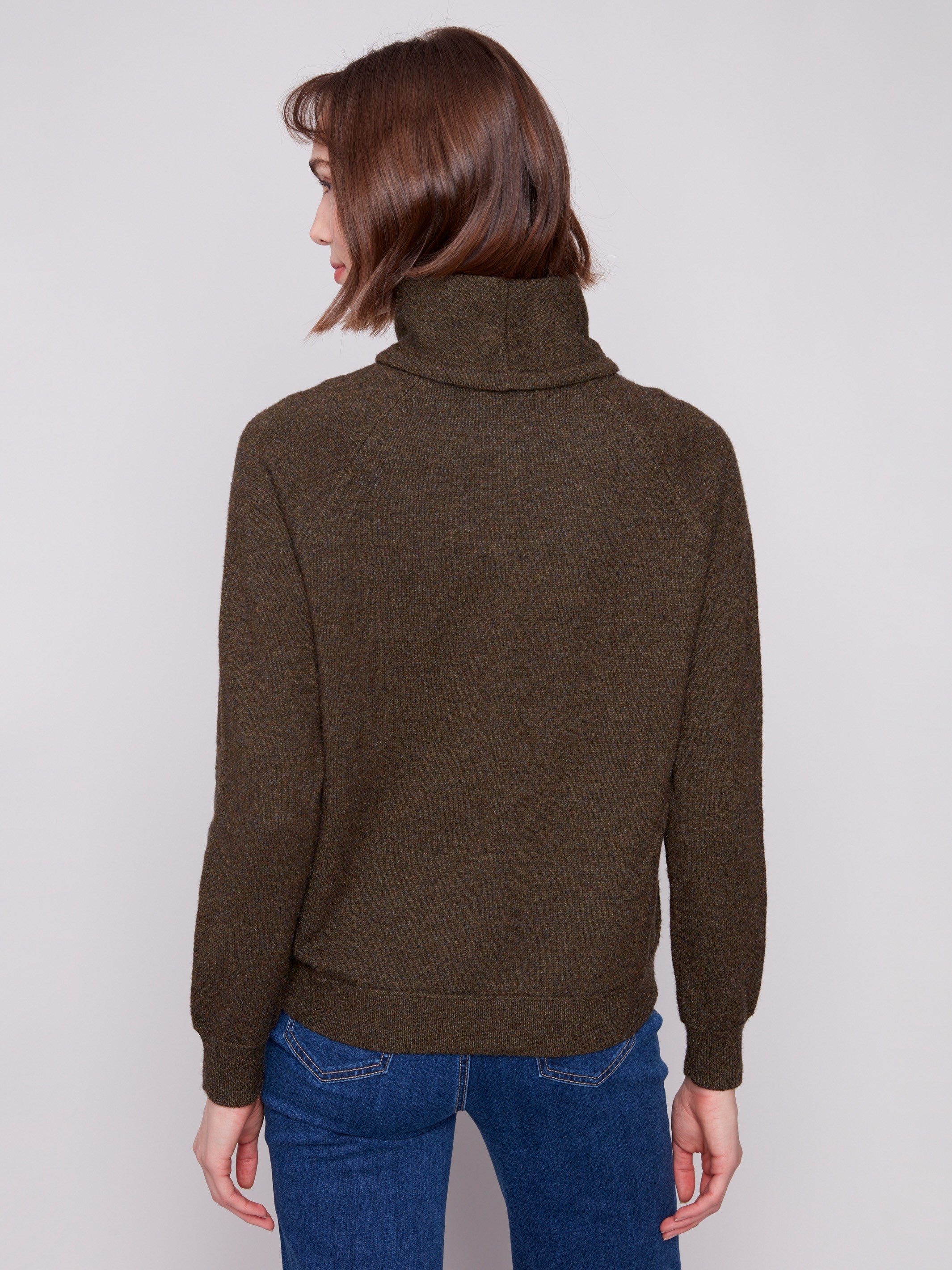 Back view highlights the smooth finish of the spruce knit fabric, perfect for any occasion by Charlie B.