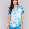 Azure top with a crew neck and relaxed fit by Charlie B.
