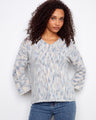 Mist-colored sweater featuring a drop shoulder design, enhancing its relaxed fit and style by Charlie B.