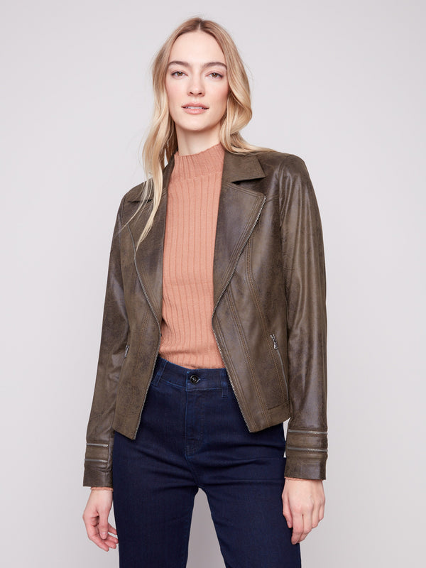 Vintage Faux Leather Jacket - Spruce