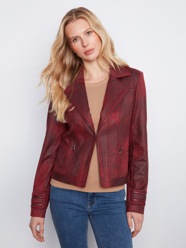 Vintage Faux Leather Jacket - Merlot