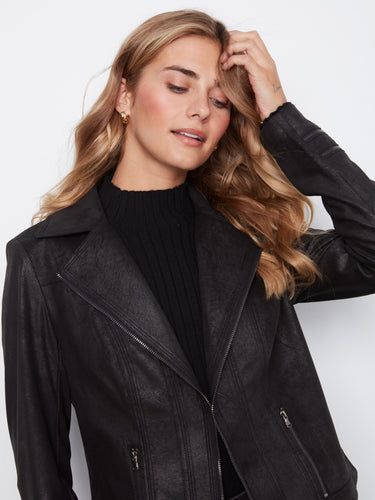 Stylish black jacket with faux zip pockets for a chic and modern look by Charlie B.