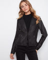 Trendy jacket highlighted by zipper details, offering an edgy flair by Charlie B.