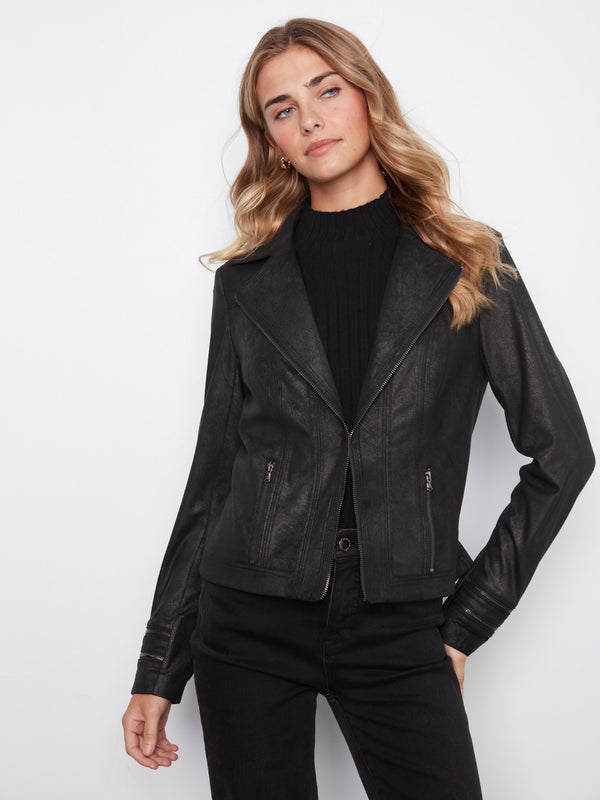 Vintage Faux Leather Jacket - Black