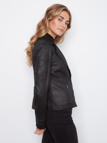 Chic short-length black jacket ideal for contemporary fashion statements by Charlie B.