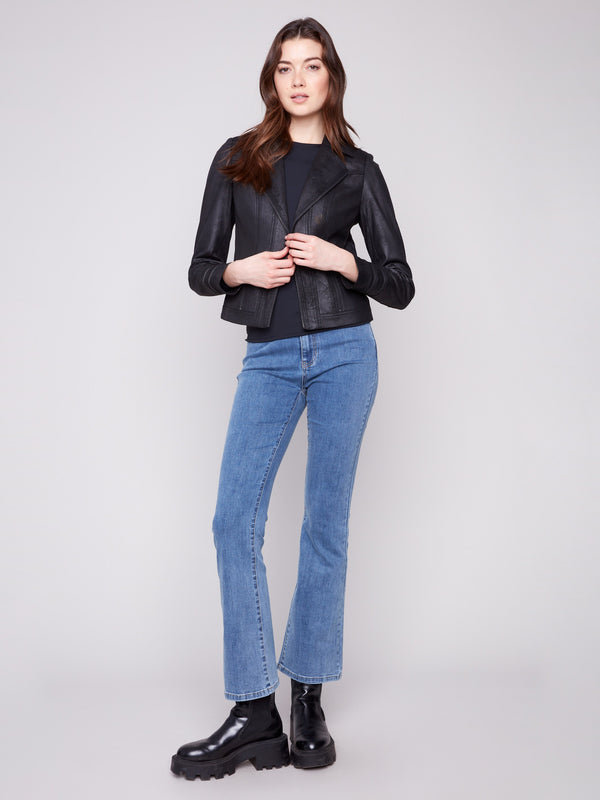 Vintage Faux Leather Jacket - Black