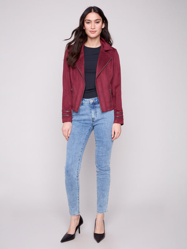 Vintage Faux Suede Jacket - Cabernet